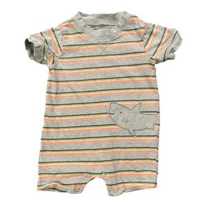 #M269, Carter’s one piece striped short set, size 12 mo
